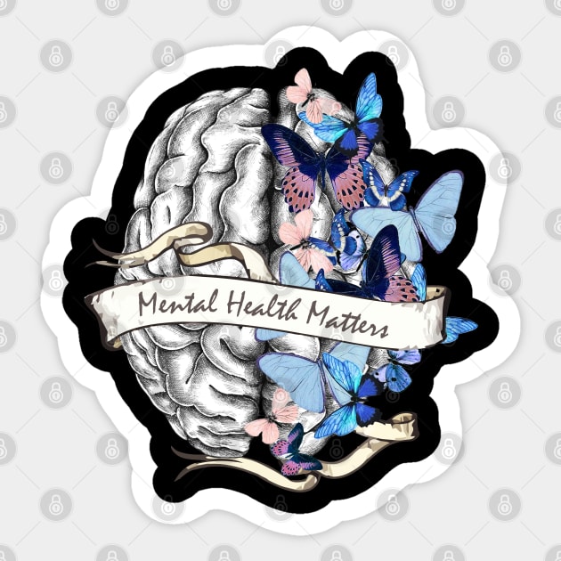 Brain Floral, Mental Health Matters 7 Sticker by Collagedream